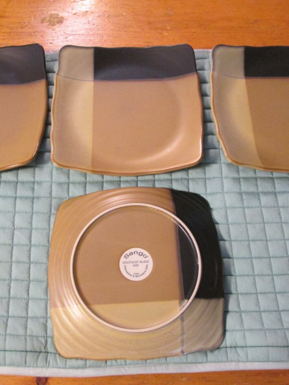 Sango lot of 4 salad plates 8 5/8 in retired Gold Dust black 5022